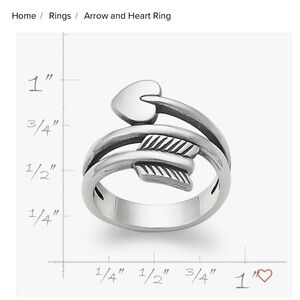 James Avery arrow and heart size 7.5 ring